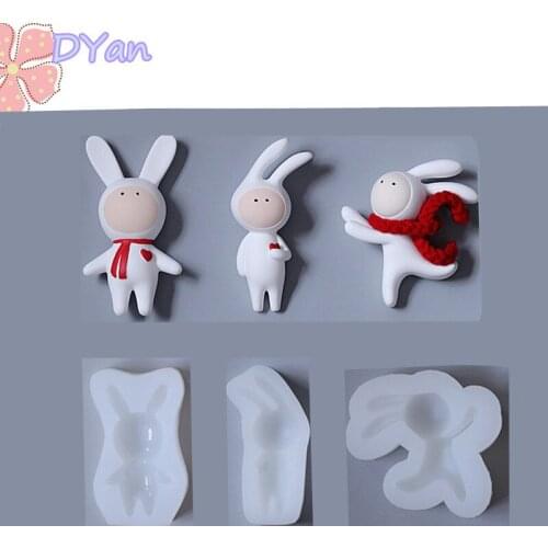 Rabbit Love Heart Silicone Mould Aromatherapy Gypsum Candle Handmade Soap Chocolate Fondant Baking Mould