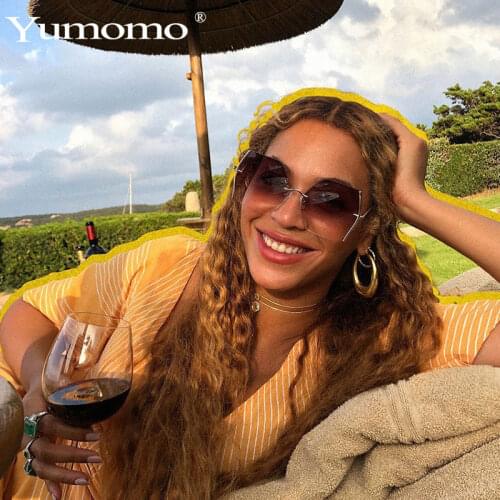 Vintage Sunglasses Women metal frame oversized square lady shades UV400 Designer Luxury brand fashion Rimless Glasses oculos