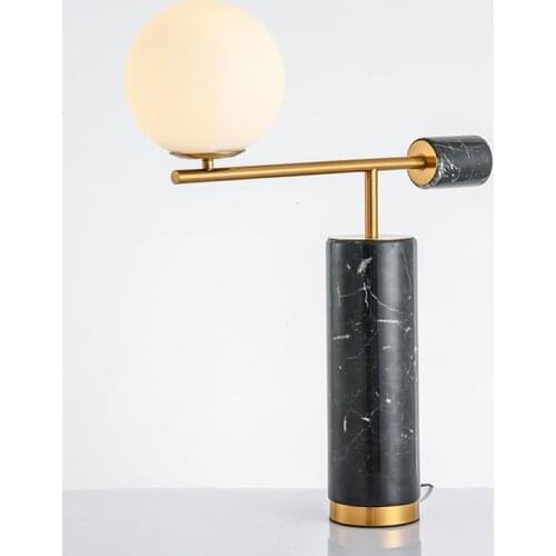 Modern Marble Desk Lamp Black Metal Bedroom Home Decor Lighting Table Light TA060