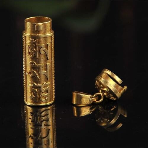 Tibetan Tibet Buddhist Copper OM Ghau Box Prayer Amulet Pendant Divine Focus