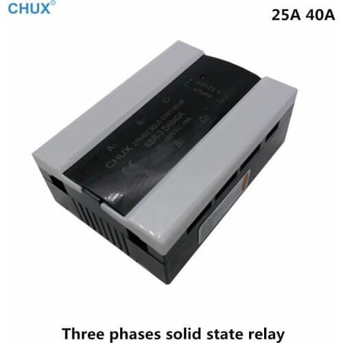CHUX SSR three Phases Solid State Relay 25a 40a 60a 24v DC to 240v 480v AC DA ZG33 3-32VDC 3 phases SSR Relays