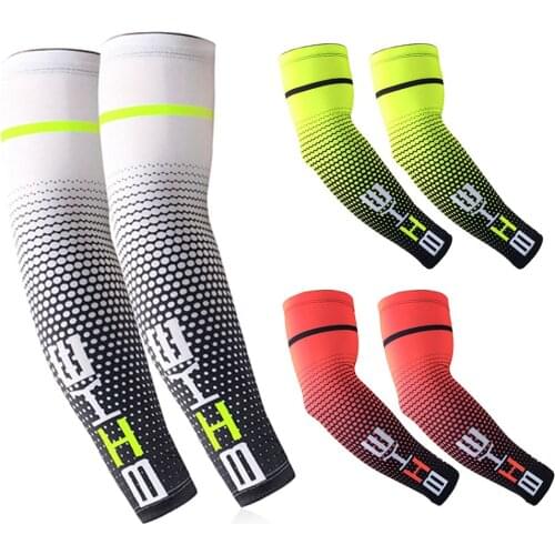 1 Pair Cycling Running UV Sun Protection Sports Fishing Arm Sleeves Cover Elastic and Breathable Antiskid Strip Arm Sleeve