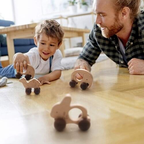 Baby 1pc Wooden Toys Beech Newborn Teething Birthday Gift Wood Car Blocks Cartoon Educational Toys Children Wood Toy