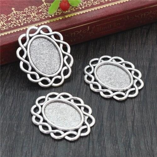 10pcs 13x18mm Inner Size Antique Silver Plated Simple Style Cameo Cabochon Base Setting Charms Pendant necklace findings