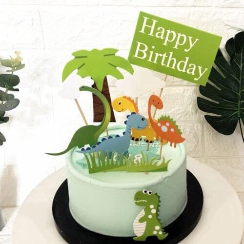 11PCS Little Dinosaur Cake Decoration Accessories Birthday Cake Toppers Baking Dessert Supplies Cupcake Topper Festival Party