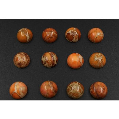 12mm round orange imperial jasper cabochon stone for DIY earrings,rings,necklace 4110157
