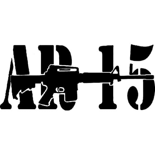 15.2CM*6.6CM AR 15 Military Rifle With Text Car Stickers Reflective Vinyl Car Styling And Decals For Black Silver C8-1291
