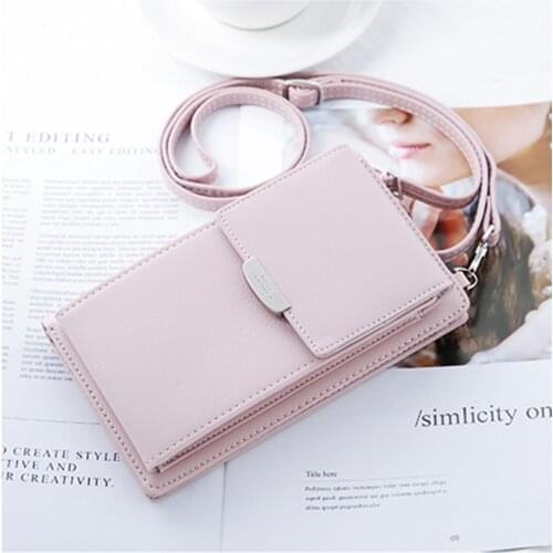 2020 Ms. New PU Leather Solid Color Fashion Large Capacity Diagonal Bag Solid Color Multifunctional Mobile Phone Bag Small Bag