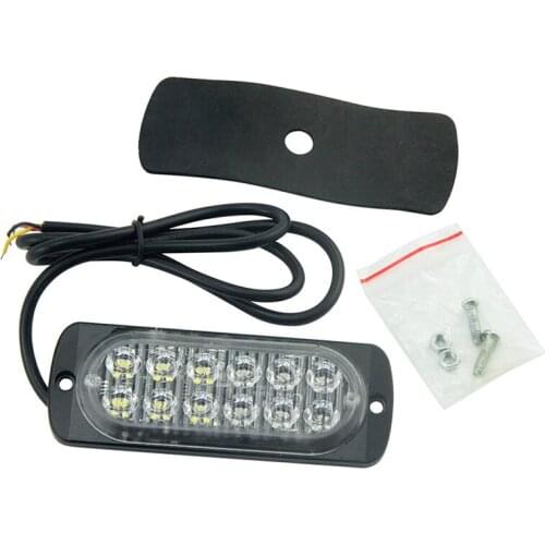 2pcs Car Light Truck 12V-24V 12 LED Police Emergency Side Strobe Warning Flashing lamp bar Ultra-thin White Red Amber for toyota