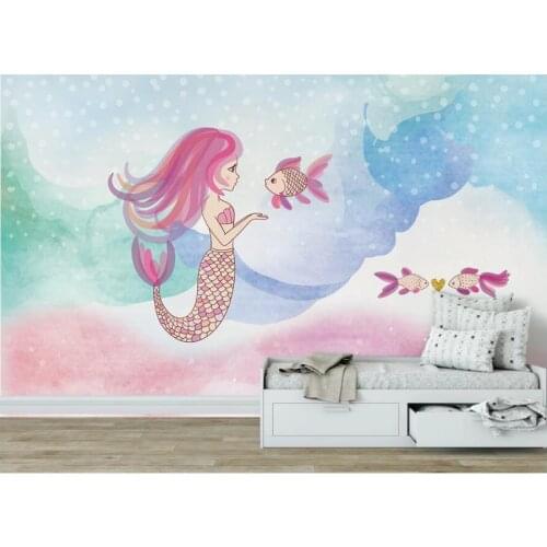 Custom photo 3d wallpaper Underwater World Mermaid Childrens Room living room home decor 3d wall murals wallpaper for walls 3 d