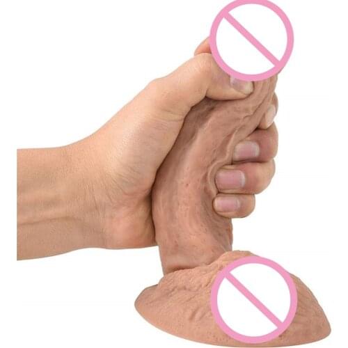 7 inch Hyper Realistic Soft Dildo Lifelike Penis Dual Layer Silicone Bendable Penis With Suction Cup Female Masturbation