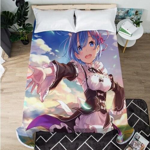 Anime Re:Life In A Different World From Zero Bed Sheet Coverlet Children Room Bed Sheet Bed Linen (NO Duvet Cover Pillowcase) 02