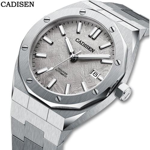 CADISEN 2021 New 42MM Men Watches Mechanical Automatic NH35A Green Watch Men 100M Waterproof Brand Luxury Business Wristwatch