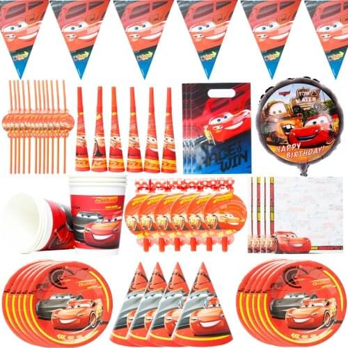 Disney Cars Lightning Mcqueen Theme Party Supplies Disposable Tableware Cup Plate Napkin Boys Birthday Decor Supply Baby Shower