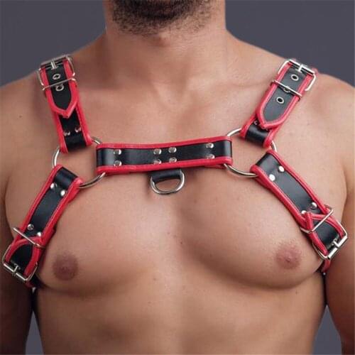 Man Harness PU Leather BDSM Bondage Restraint Kit Sexual Halloween Sex Costumes Fetish Gay Lingerie Clubwear Sexy Cosplay Tops