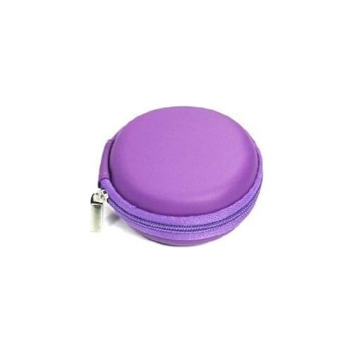 Purple Color PU Leather Earphone Hard Case/Bag