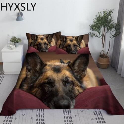 Cute Cat Dog Bed Sheet Set 3D Printing Animal Pattern Polyester Bed Flat Sheet With Pillowcase 2-3pcs Bedding Decor Home Textile