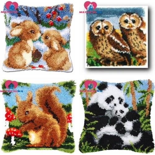 Animal Latch Hook Rug Kits Pillowcase Knooppakket Pillows Tapestry Diy Kit Crochet Hooks DIY Craft Knitting Needles Cushion Kits