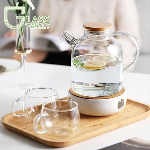 1.8L Glass Teapot Stove-Top Kettle Heat Resistant Borosilicate Pitcher Carafe No-Dripping for Tea Juice Water Hot or Iced