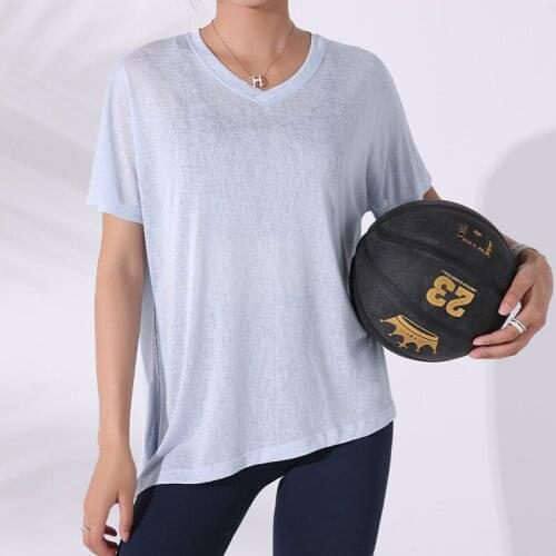 Yoga Summer Womens Loose Top Six-Color Sexy Side Split Breathable Quick-drying Running Fitness Riding Short Sleeve