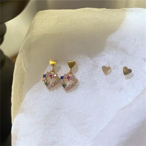 Liemjee Fashion Party Jewelry14k Gold Filled Inlaid Zircon Love Earrings For Women Feature Namour Charm Gift All Seasons