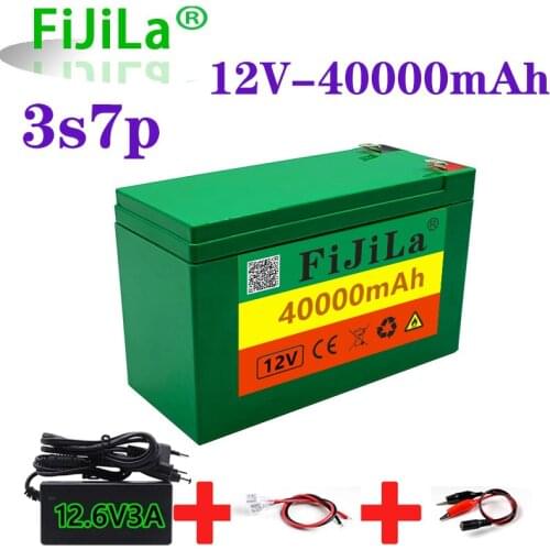 12V40Ah 3S7P 18650 lithium battery pack+12.6V 3A charger, built-in 40Ah high current BMS, used for sprayer, 12V power supply