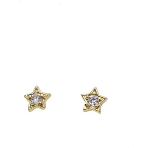 Mini star earrings with Stone Ear Stud Metallic Gold Earring for girl womens