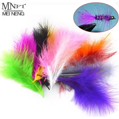 MNFT 50pcs Multiple Color Turkey Marabou Bugger Feather For Fly Tying Material Lure Bait Making White Purple Pink Black Grey Etc