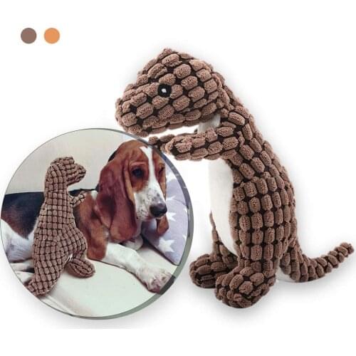 Stuffed Dog Toys for Small Dogs Plush Fleece Sound Durable Interactive Toy Bite Resistant Squeaker Dinosaur Shape Plush Toy
