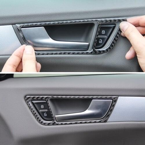 Carbon Fiber Door Handle Bowl Door Lock Frame Cover Sticker Trim For Audi Q5 2009 2010 2011 2012 2013 2014 2015 2016 2017
