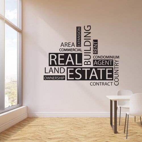 Wall Decal Vinyl Real Estate Agency Word Agent Realtor Office Quote Lettering Decor Sticker Mural Creative Interior Decal LC1494