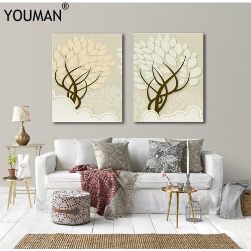 Nordic Frameless Poster Wallpaper Tree Modern 3D Canvas Painting Art Poster Print art Wall Picture Living Room Childrens Room