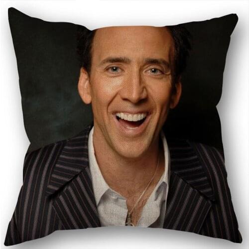 Nicolas Cage Pillowcase Cotton Linen Fabric Square Zippered Pillow Cover For Office Family Decoration 45X45cm Eco-Friendly