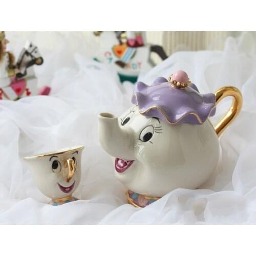 New Cartoon Beauty And The Beast Teapot Mug Mrs Potts Chip Tea Pot Cup One Set Lovely Gift Fast Post Dropshipping