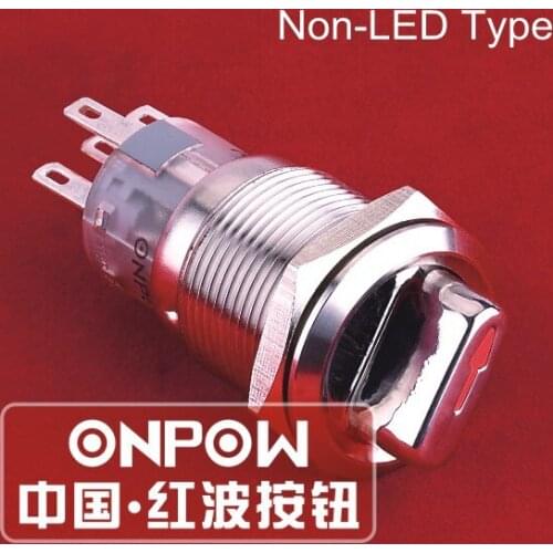 ONPOW 19mm 1NO1NC/2NO2NC Two/Three Position Maintain/Return Non-LED Stainless steel Knob switch (LAS1-AGQ-X) CE,UL,ROHS