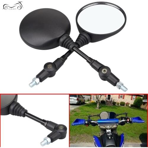 Pair Black Motorcycle Scooter Folding Rear View Mirror 10mm 8mm Thread For Honda Suzuki Ducati Yamaha ATV Kawasaki Accessories