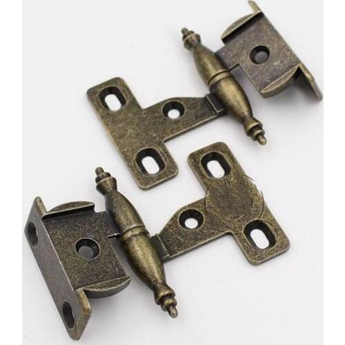 2pc Antique cabinet hinge Green bronze Folding Crown Head detachable hinges for furniture Wardrobe Cupboard door repair hardware