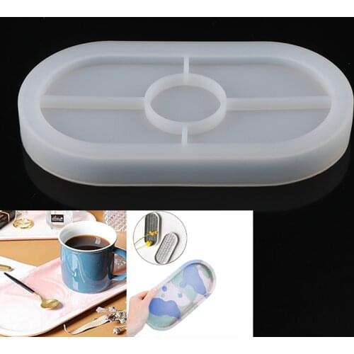 DIY Concrete Oval Mold Ashtray Coaster Square Flexible Silicone Tray Mold Epoxy ResinCraft Clay Resin Molds Plaster Mold