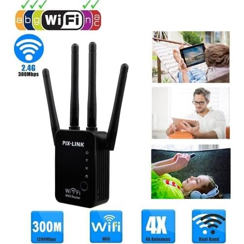 WR16 Wifi Repeater Wireless Router WLAN Signal Amplifier 2.4G ISP WiFi Range Extender Booster PIX-Link 300Mbps WISP/ Router/ AP