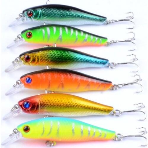 6Pcs/Lot 5cm/8.9g Sea Fishing Lure Bait Minnow Artificiais Hard Pesca Iscas With 2 Treble Hooks Wobblers For Fishing Tackle