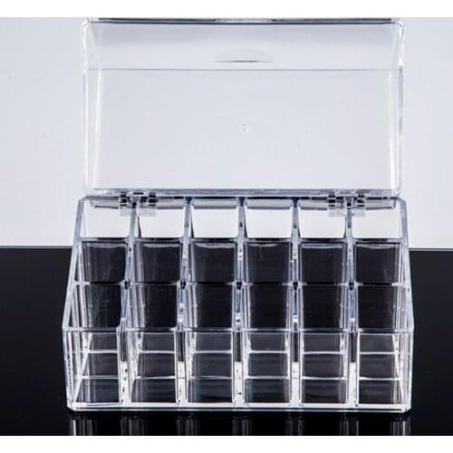 Transparent Lipstick Storage - 18 Compartment - Makeup Lipstick Cosmetic Display Stand Stand Bracket Storage