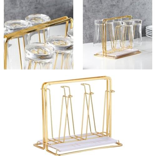 Luxury Gold Mug Drying Rack Metal Holder for Glasses Bottles Kitchen Storage