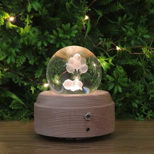 Christmas Gifts In Zhongshan Wood base 3D Glass Ball Table Lamp