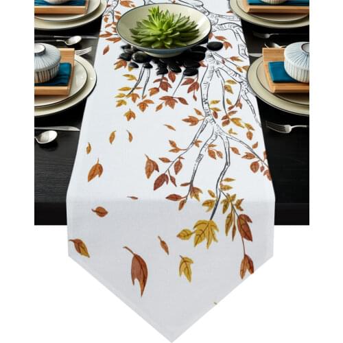Yellow Leaves Falling In Autumn Modern Table Runner Wedding For Party Event Home Decoration Table Cover Mat Decor Accessories