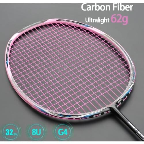 Carbon Fiber Super Light 8U 62g G4 Badminton Rackets Strung Professional Racket 4 Colors Racquet With String And Bags Padel