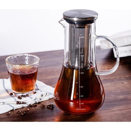 1500ml Cold Brew Coffee Maker Espresso Maker Iced Tea Maker Removable Stainless Steel Filter Brewing Glass Carafe Ice Drip Maker