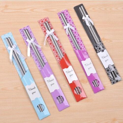Wedding Party Favor Souvenirs Stainless Steel Metal Chopsticks Adults Chopstick Tableware LX4368