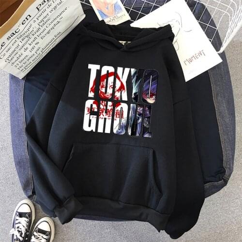 Tokyo ghoul Hoodie letter print Hooded Top Women Sweatshirt Long-sleeved Anime Autumn student basic Casual Hooded Streetwear