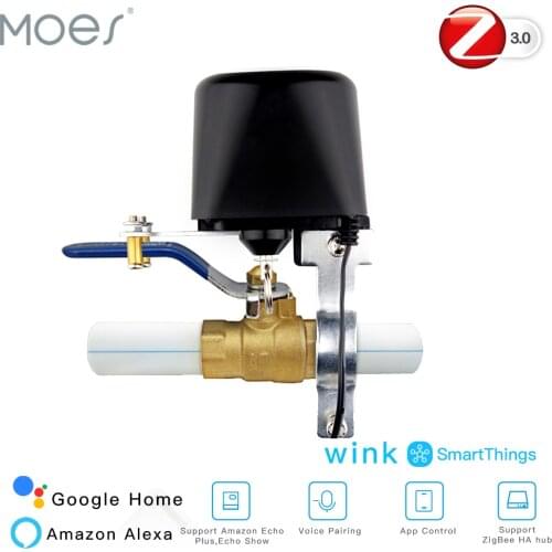 ZigBee 3.0 Smart Gas Water Valve Controller SmartThings App Remote Control Echo Plus Voice Control,Work with Alexa Google Home