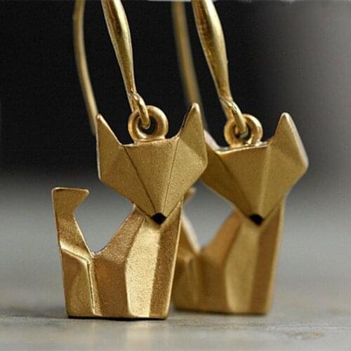Origami Fox Dangle Earrings Women Engagement Wedding Accessories Fashion Drop Earrings for Female Jewelry Dropshipping